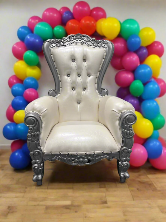 Mini Tiffany 36" Kids Throne White and Silver