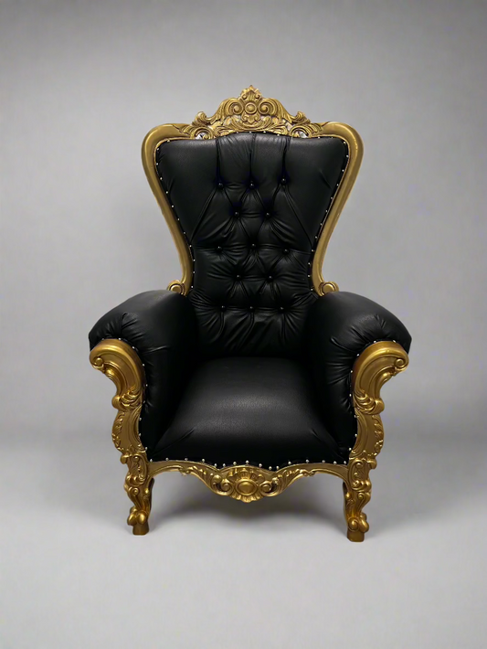 King William Throne Chair Black and gold