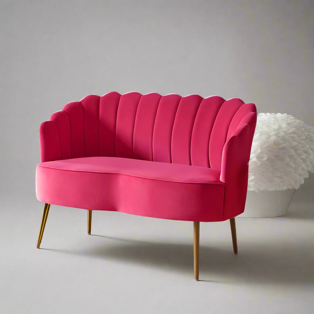 Joda Fushia Velvet Love Seat